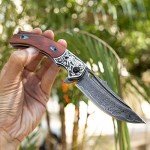 VG10 Damascus Steel Folding Knife with Rosewood Handle