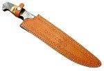 Damascus Steel Bowie Knife with Lamb Horn Handle
