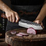 Sunnecko 7-Inch Santoku Knife with Wooden Handle