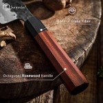 Sunnecko 7-Inch Santoku Knife with Wooden Handle