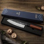 Sunnecko 7-Inch Santoku Knife with Wooden Handle