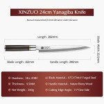 XINZUO 9.5-Inch Yanagiba Knife with Ebony Handle