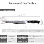 TURWHO Professional Sashimi Knives 8 Inch - Slicing Knife Classic Damascus Japanese VG-10 Steel Chef Knife
