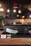 Zennish 6 Inch Nakiri Knife, Razor Sharp Meat Cleaver and Vegetable Kitchen Knife, Professional Damascus AUS-10 Steel Japanese Knife with Full Tang G10 Handle, Premium Gift Box - Quartz Series