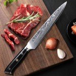 TURWHO Professional Sashimi Knives 8 Inch - Slicing Knife Classic Damascus Japanese VG-10 Steel Chef Knife