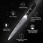 TURWHO Professional Sashimi Knives 8 Inch - Slicing Knife Classic Damascus Japanese VG-10 Steel Chef Knife