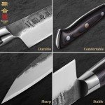 kanngou Chef Knife, Japanese Black Forged Knife Kitchen Knife with High Carbon Stainless Steel and Full Tang Pakkawood Handle, Christmas Gift with Premium Box (8.27 Inch Kiritsuke Knife)