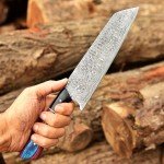 Handmade Japanese Santoku Knife - Damascus Steel