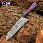 Handmade Japanese Santoku Knife - Damascus Steel