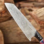 Handmade Japanese Santoku Knife - Damascus Steel