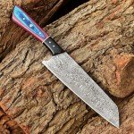 Handmade Japanese Santoku Knife - Damascus Steel