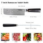 EANINNO 7" Damascus Nakiri Knife with Wooden Handle