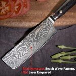 EANINNO 7" Damascus Nakiri Knife with Wooden Handle
