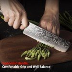 EANINNO 7" Damascus Nakiri Knife with Wooden Handle