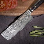 EANINNO 7" Damascus Nakiri Knife with Wooden Handle