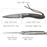 TRIVISA 3.15" Damascus Folding Pocket Knife
