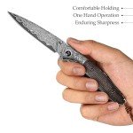 TRIVISA 3.15" Damascus Folding Pocket Knife