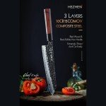 HEZHEN PM8S Damascus Chef Knife - 3-Layer Steel