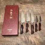 Hezhen 5-Piece Damascus Rosewood Knife Set