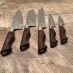 Hezhen 5-Piece Damascus Rosewood Knife Set