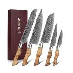Hezhen Damascus Steel Japanese Knife Set
