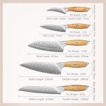 5-Piece Damascus Kitchen Knife Set with Olive Handle