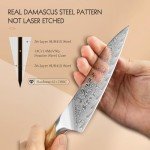 5-Piece Damascus Kitchen Knife Set with Olive Handle