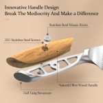 5-Piece Damascus Kitchen Knife Set with Olive Handle