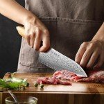 5-Piece Damascus Kitchen Knife Set with Olive Handle