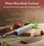 HEZHEN 7.3" Santoku Knife with Walnut Scabbard