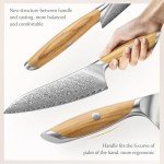 5-Piece Damascus Kitchen Knife Set with Olive Handle