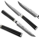 4PC HEZHEN Japanese Damascene Steak Knife Set