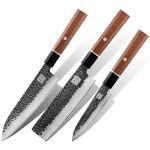 ENOKING 3-Piece Japanese Knife Set with Rosewood Handle