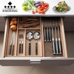 Enoking Acacia Wood Knife Drawer Organizer Insert