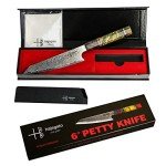 Unique 6-Inch Damascus Chef Knife with Petty Handle