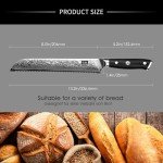 SHAN ZU 8-Inch Damascus Bread Knife with Wave Edge