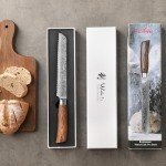 Wakoli 7.9-Inch Damascus Bread Knife with Pakkawood Handle