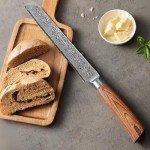 Wakoli 7.9-Inch Damascus Bread Knife with Pakkawood Handle