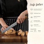 Wakoli 7.9-Inch Damascus Bread Knife with Pakkawood Handle