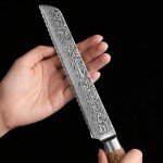 Wakoli 7.9-Inch Damascus Bread Knife with Pakkawood Handle