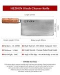 HEZHEN 8” Japanese Cleaver Knife with Padauk Handle