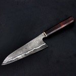 Custom Japanese Damascus Gyuto Knife with Wood Handle
