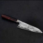 Custom Japanese Damascus Gyuto Knife with Wood Handle