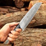 Custom Handmade Japanese Santoku Knife - Damascus Steel