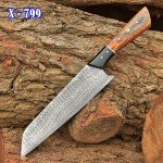 Custom Handmade Japanese Santoku Knife - Damascus Steel
