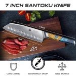 FINTISO 7-Inch Santoku Knife - Ultra Sharp & Durable