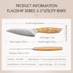 HEZHEN 5.3 Inch Damascus Steel Utility Knife