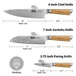 HOSHANHO 3-Piece Damascus Kitchen Knife Set