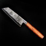 Hand-Forged Japanese San Mai Bunka Knife, Rosewood Handle