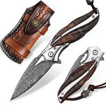 ALVELY VG10 Damascus Folding Pocket Knife with Case